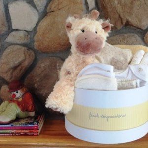 Baby Gift Basket/Yellow Giraffe 15 PC Gift Box